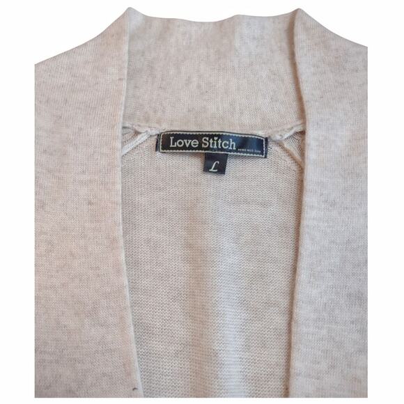 LOVESTITCH Oatmeal Angora Blend Knit Sweater V-Neck Size Large - Picture 8 of 11